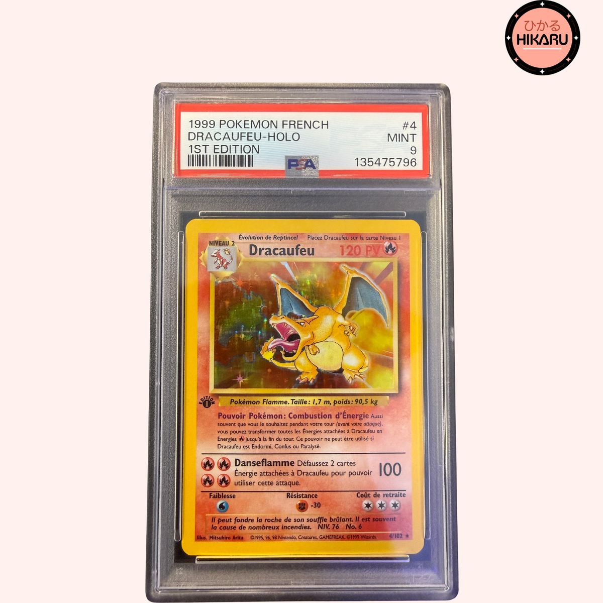 Dracaufeu Holo ED1 4/102 - Set de Base PSA 9