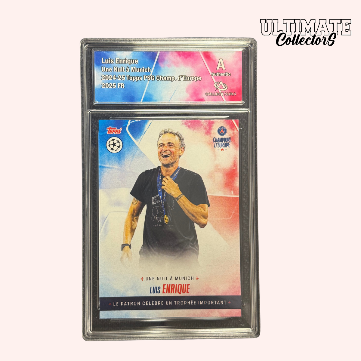 Carta graduate Topps PSG European Champions 2025 - Luis Enrique - Una notte a Monaco 
