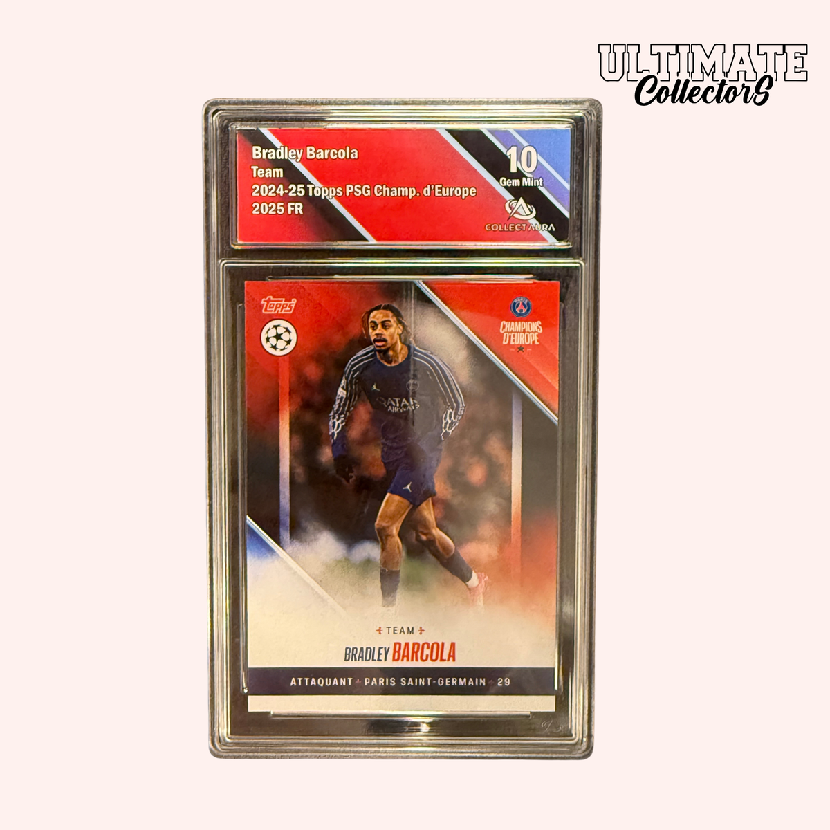 Carta Topps Graded - PSG Campioni d'Europa 2025 - Bradley Barcola 