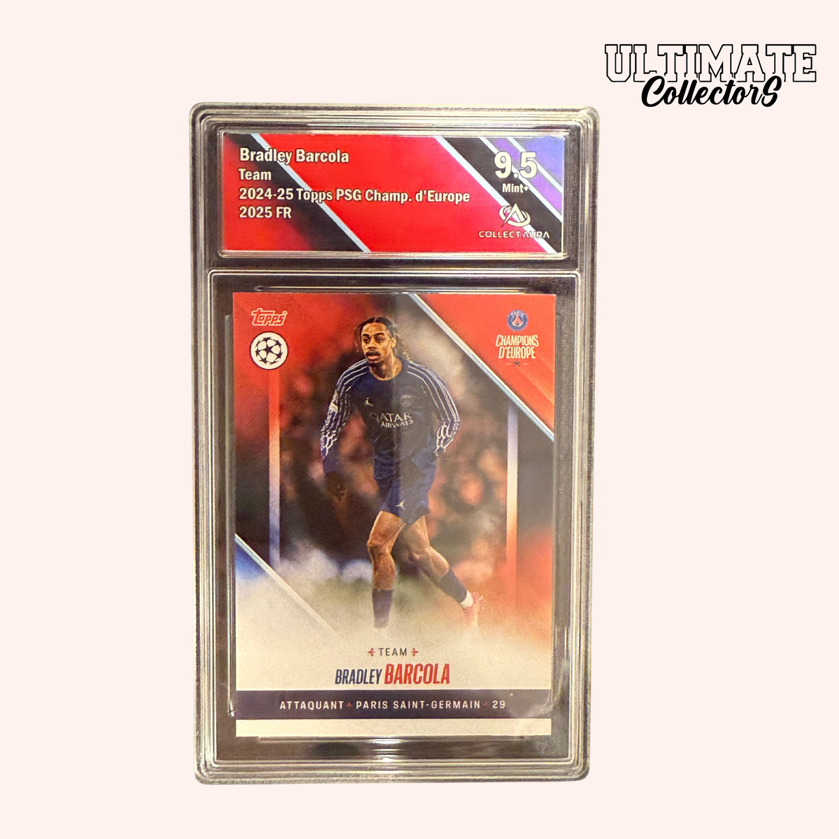 Carta Topps Graded - PSG Campioni d'Europa 2025 - Bradley Barcola 