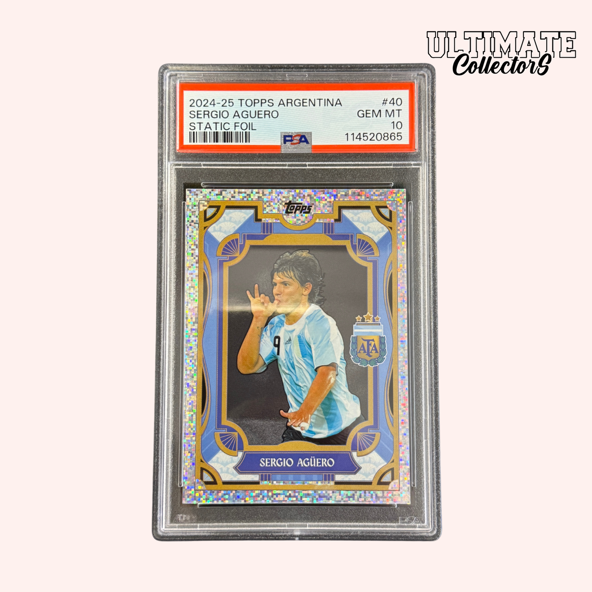 Carte Gradée Topps Argentina 2024/25 – Agüero Static Foil – PSA 10