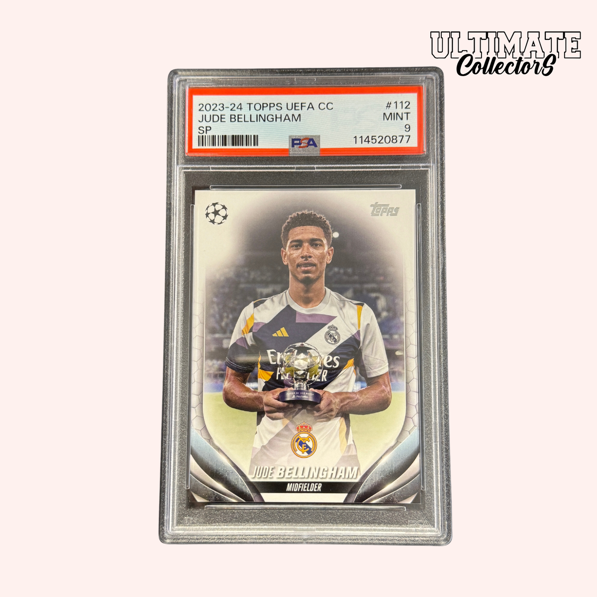 Carte Gradée Topps UCC 2023/24 – Jude Bellingham SP – PSA 9