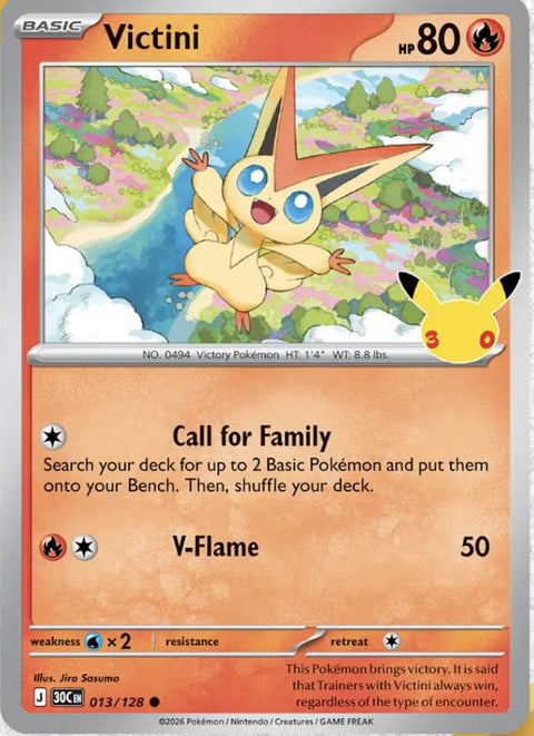 Carta Victini 013/128 del set Pokémon 30th Celebration, 30 anni del GCC