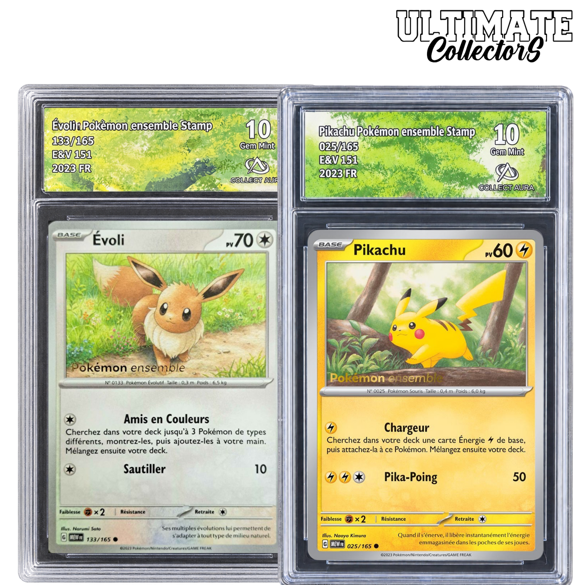 Pikachu & Evoli Pokémon Ensemble Stamp 025/165 & 133/165 E&V 151