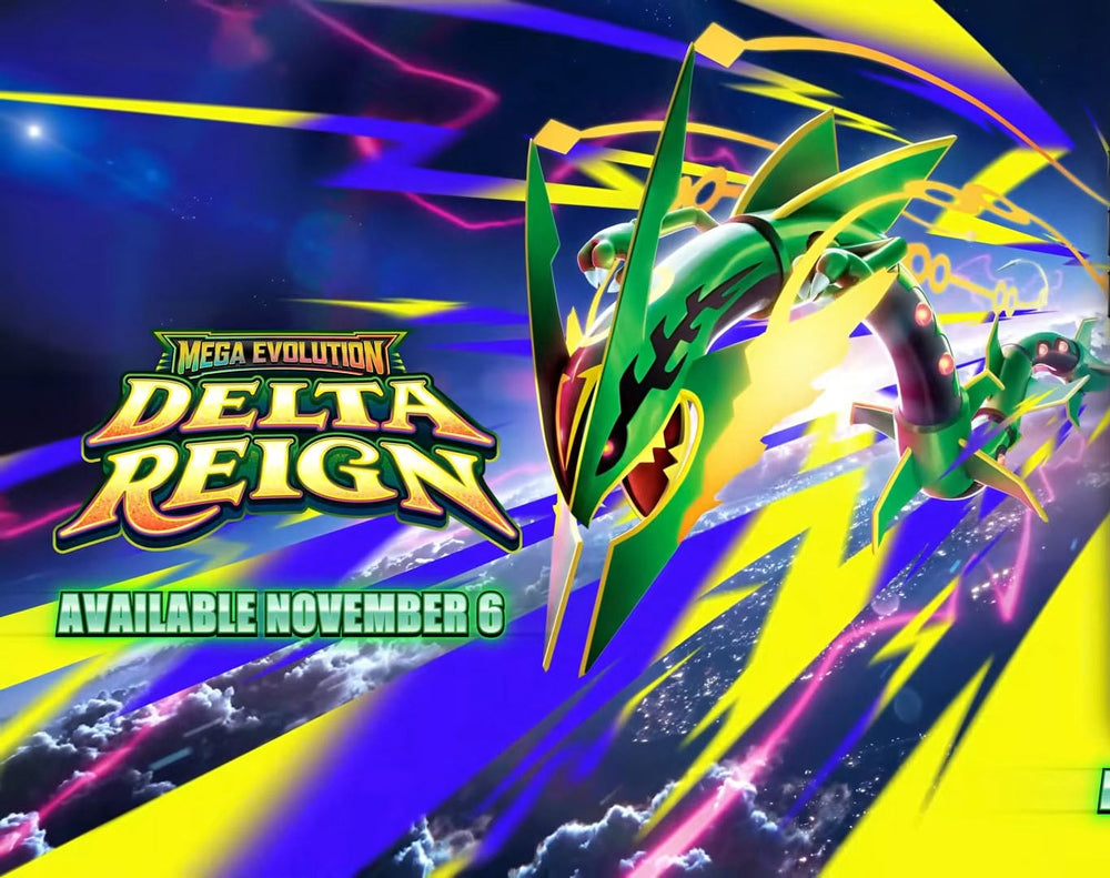 Announcement visual for the Pokémon Delta Reign expansion, Western version of Storm Emeralda
